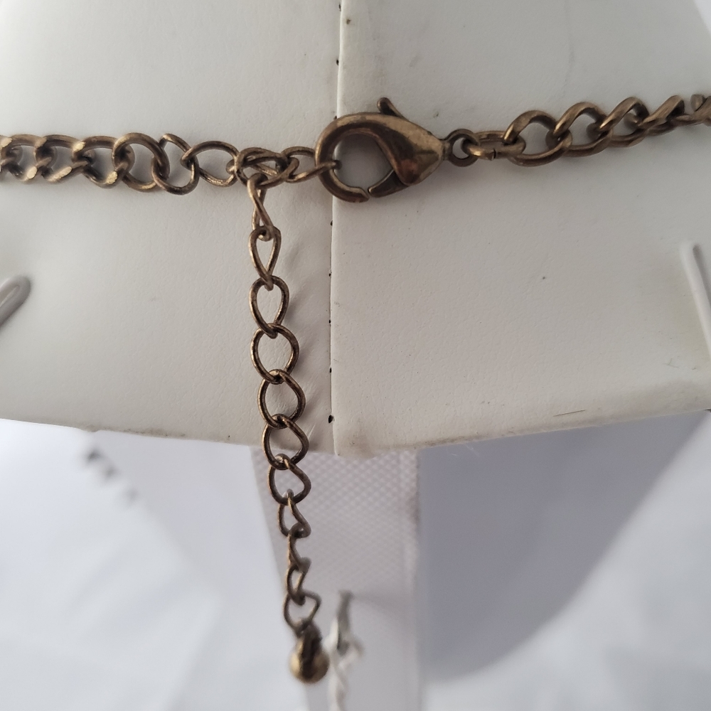 Statement Collar Necklace Large Red/Burgundy Bras… - image 3